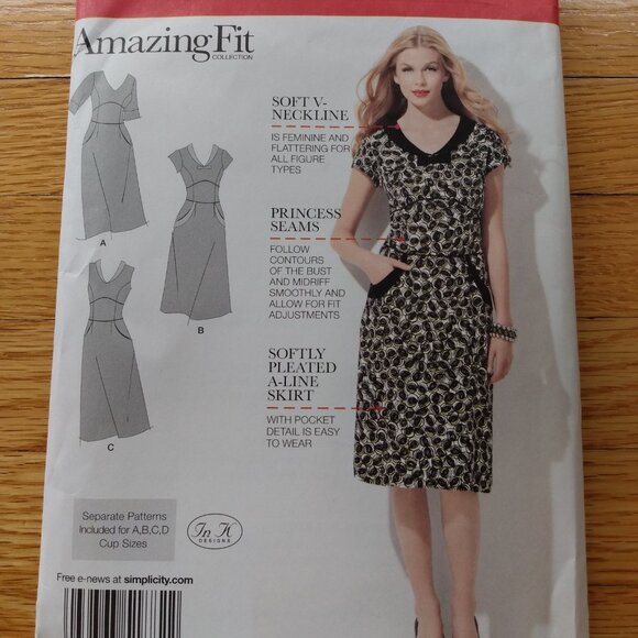 Dress Sewing Pattern Size 6-14 Simplicity 1882 Thin/Average Curvy Fitted UNCUT - Picture 10 of 10